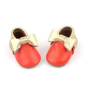 Starbie Baby Moccasins Orange, Anti-Slip baby shoe